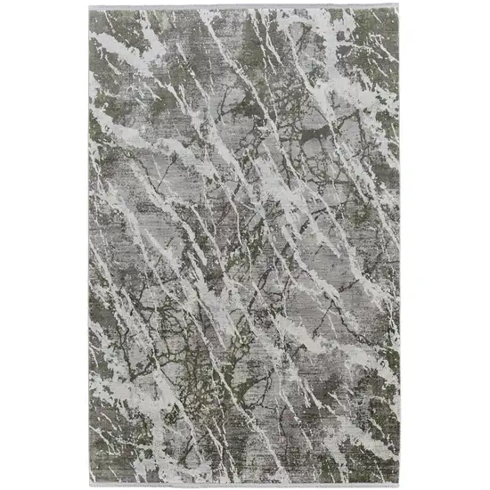 Taupe and Gray Abstract Power Loom Area Rug With Fringe Photo 2