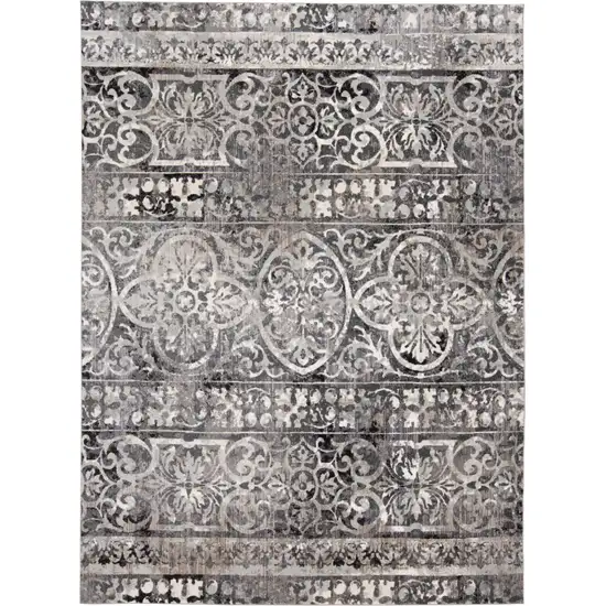 Taupe and Gray Abstract Power Loom Worn Faded Area Rug Photo 5