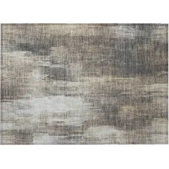 Taupe and Gray Abstract Washable Non Skid Indoor Outdoor Area Rug Photo 5