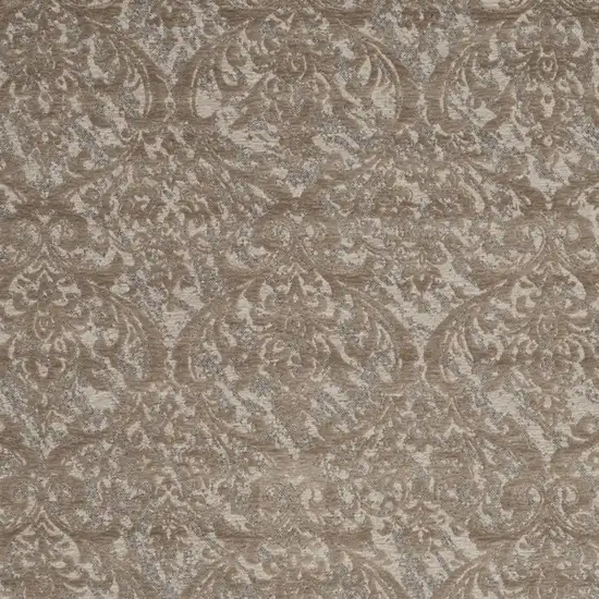 Taupe and Gray Damask Distressed Area Rug Photo 5