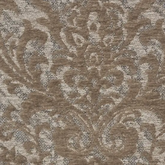 Taupe and Gray Damask Distressed Area Rug Photo 9