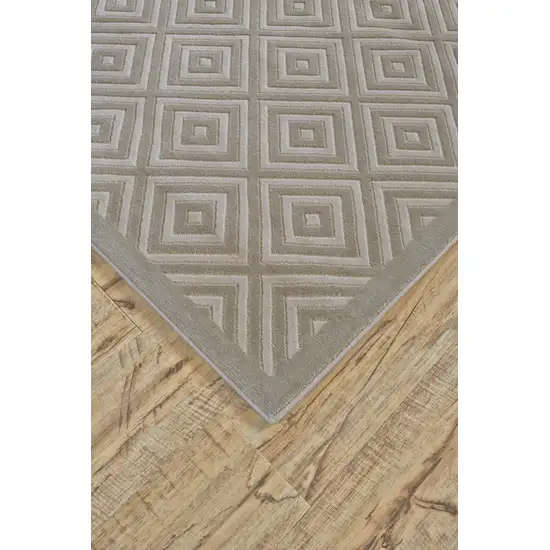 Taupe and Gray Geometric Power Loom Area Rug Photo 5