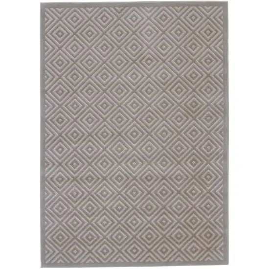 Taupe and Gray Geometric Power Loom Area Rug Photo 2