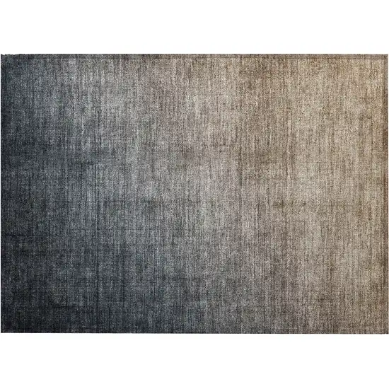 Taupe and Gray Ombre Washable Non Skid Indoor Outdoor Area Rug Photo 2