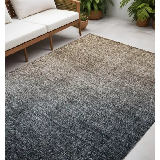 Taupe and Gray Ombre Washable Non Skid Indoor Outdoor Area Rug Photo 1