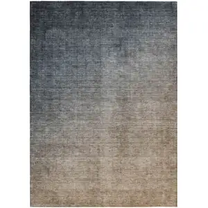 Photo of Taupe and Gray Ombre Washable Non Skid Indoor Outdoor Area Rug