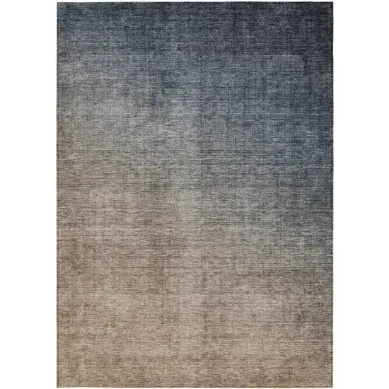 Taupe and Gray Ombre Washable Non Skid Indoor Outdoor Area Rug Photo 4