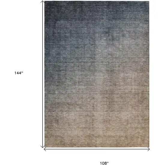 Taupe and Gray Ombre Washable Non Skid Indoor Outdoor Area Rug Photo 3