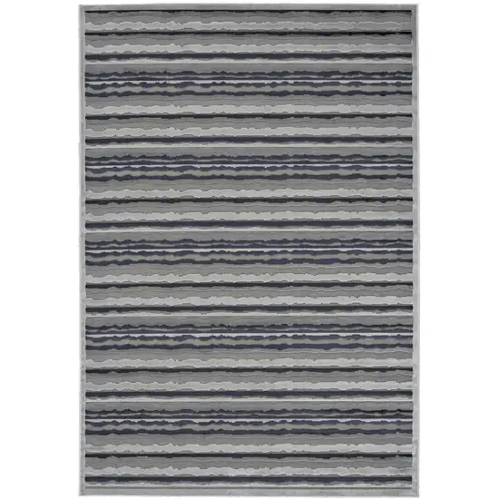 Taupe and Gray Striped Power Loom Area Rug Photo 4