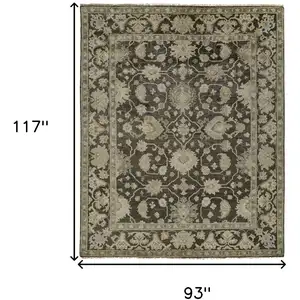 Photo of Taupe and Gray Wool Floral Hand Knotted Area Rug