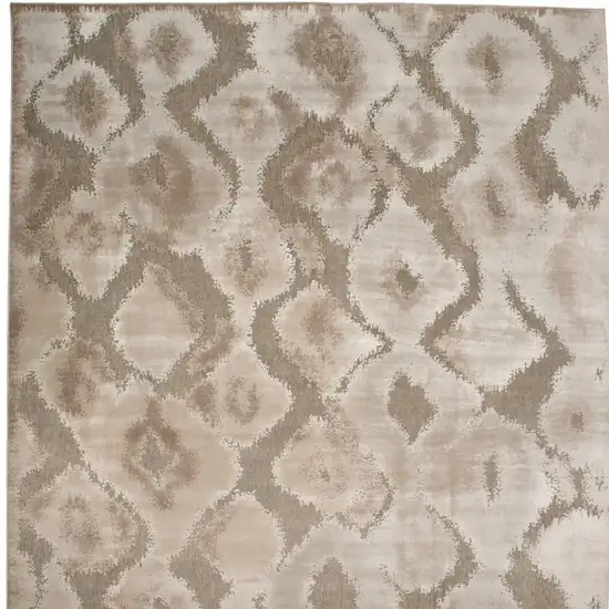 Taupe and Ivory Abstract Power Loom Worn Faded Area Rug Photo 5