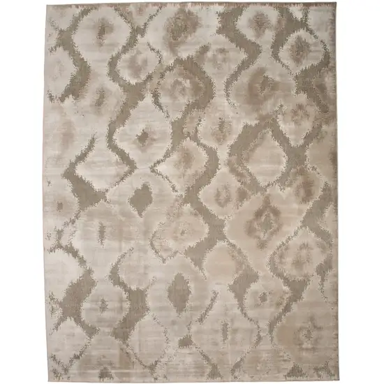 Taupe and Ivory Abstract Power Loom Worn Faded Area Rug Photo 5