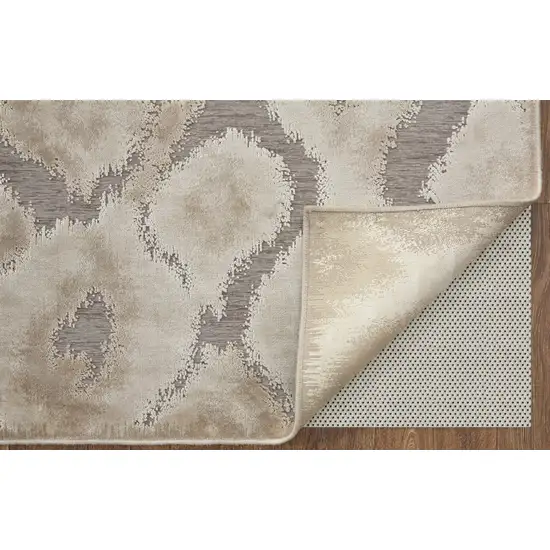 Taupe and Ivory Abstract Power Loom Worn Faded Area Rug Photo 7