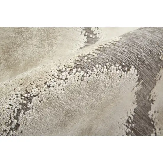 Taupe and Ivory Abstract Power Loom Worn Faded Area Rug Photo 9