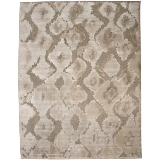 Taupe and Ivory Abstract Power Loom Worn Faded Area Rug Photo 2