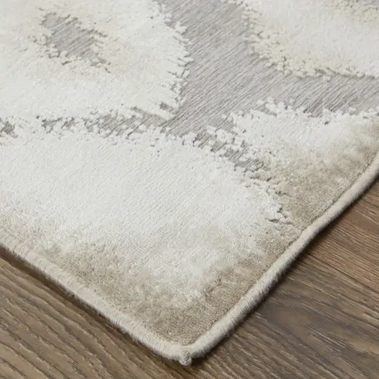 Taupe and Ivory Abstract Power Loom Worn Faded Area Rug Photo 5