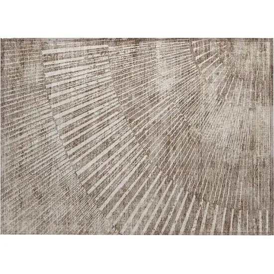 Taupe and Ivory Abstract Washable Non Skid Indoor Outdoor Area Rug Photo 2