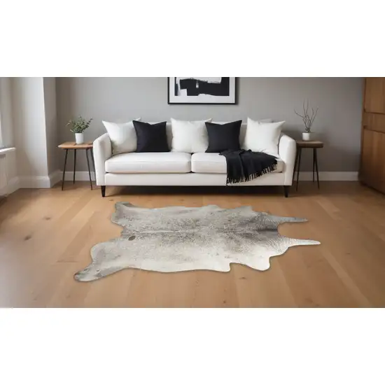 Taupe and Ivory Cowhide Hand Knotted Area Rug Photo 1