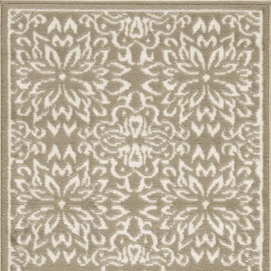 Taupe and Ivory Floral Area Rug Photo 7