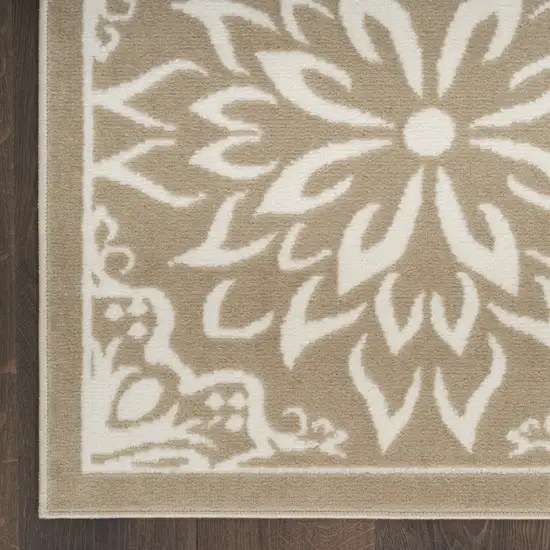 Taupe and Ivory Floral Area Rug Photo 6