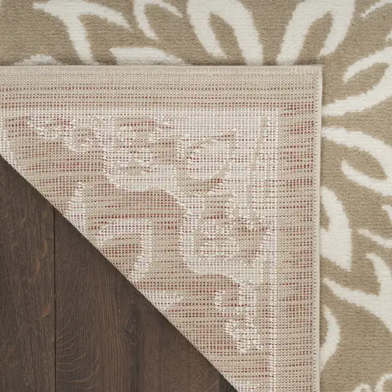 Taupe and Ivory Floral Area Rug Photo 8