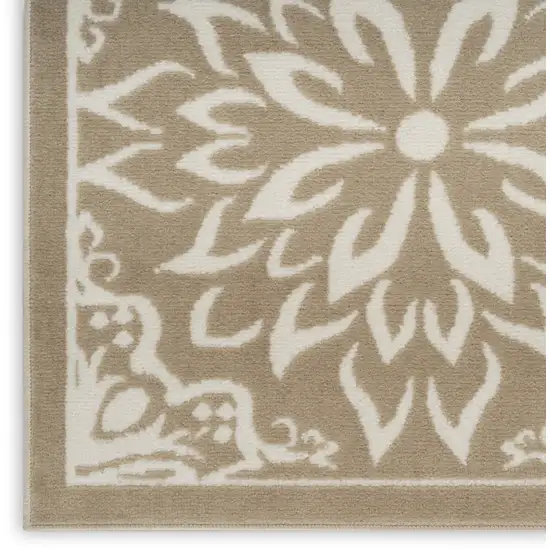 Taupe and Ivory Floral Area Rug Photo 9