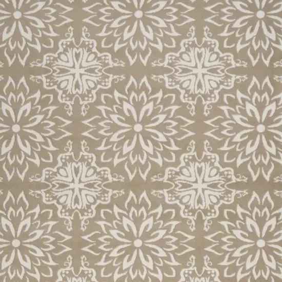 Taupe and Ivory Floral Medallion Non Skid Area Rug Photo 8