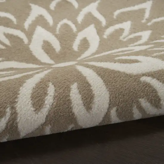 Taupe and Ivory Floral Non Skid Area Rug Photo 8