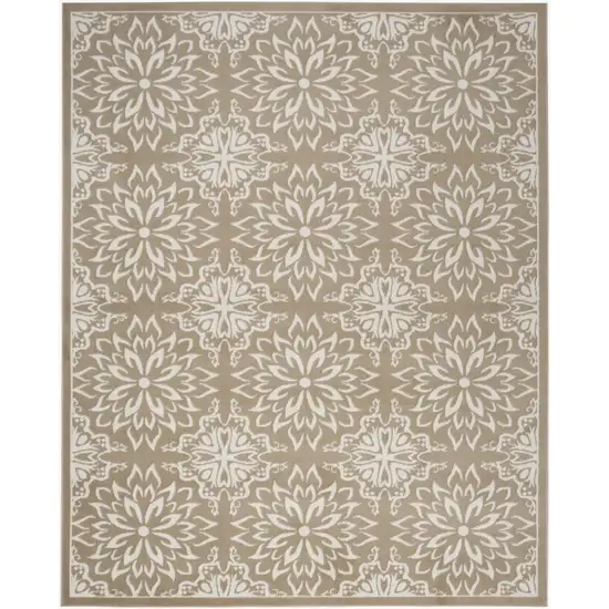 Taupe and Ivory Floral Non Skid Area Rug Photo 5