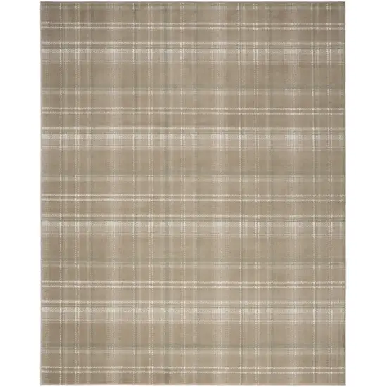 Taupe and Ivory Plaid Area Rug Photo 2