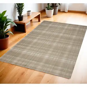 Photo of Taupe and Ivory Plaid Area Rug