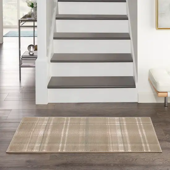 Taupe and Ivory Plaid Area Rug Photo 8