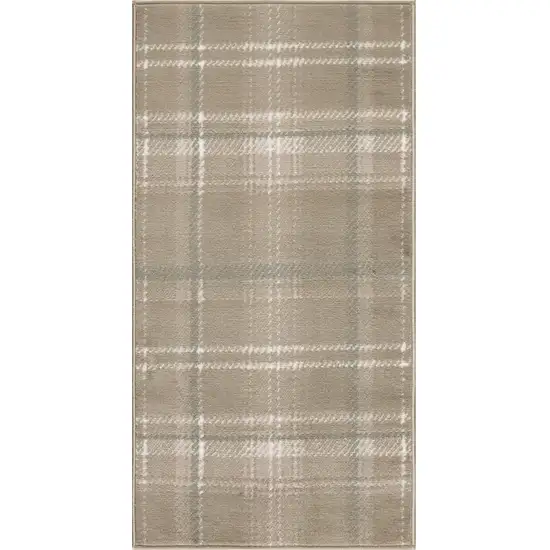 Taupe and Ivory Plaid Area Rug Photo 2