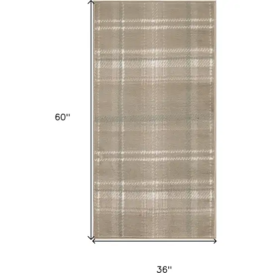 Taupe and Ivory Plaid Area Rug Photo 3