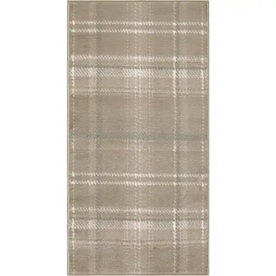 Taupe and Ivory Plaid Area Rug Photo 4