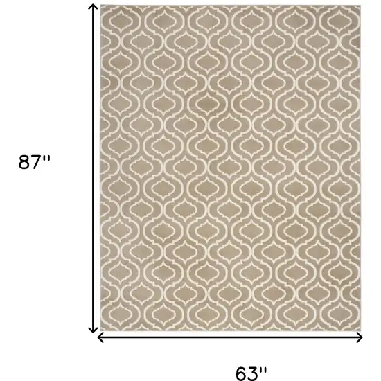 Taupe and Ivory Trellis Non Skid Area Rug Photo 3