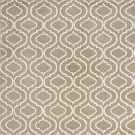 Taupe and Ivory Trellis Non Skid Area Rug Photo 5