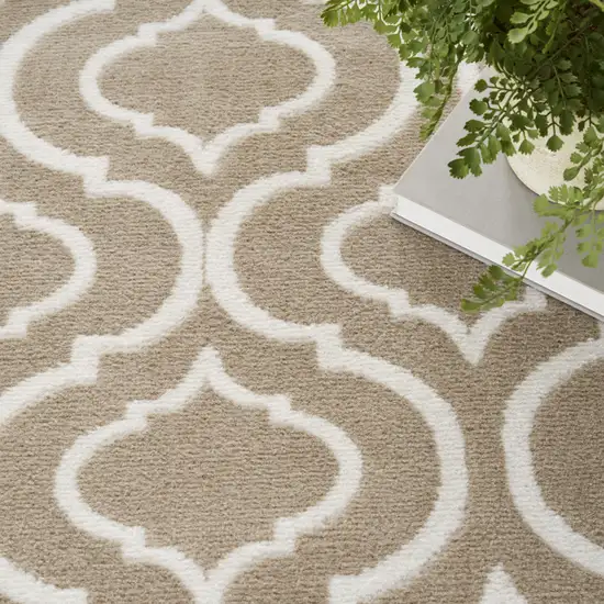 Taupe and Ivory Trellis Non Skid Area Rug Photo 8