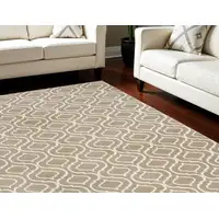 Photo of Taupe and Ivory Trellis Non Skid Area Rug