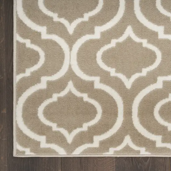 Taupe and Ivory Trellis Non Skid Area Rug Photo 4