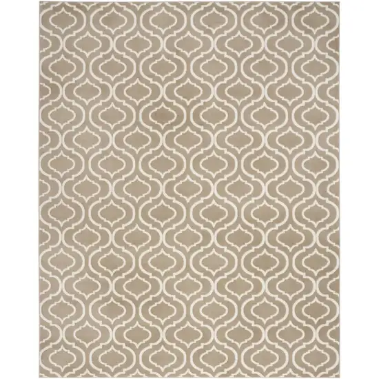 Taupe and Ivory Trellis Non Skid Area Rug Photo 2