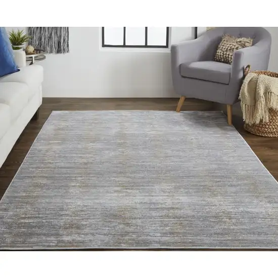 Taupe and Silver Abstract Power Loom Worn Faded Area Rug Photo 7