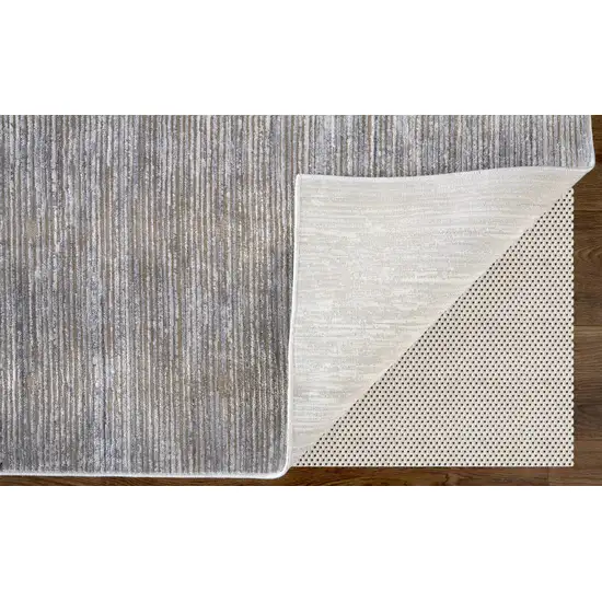 Taupe and Silver Abstract Power Loom Worn Faded Area Rug Photo 5