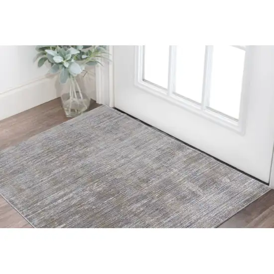 Taupe and Silver Abstract Power Loom Worn Faded Area Rug Photo 1