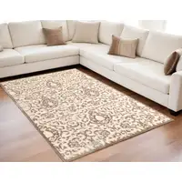 Photo of Taupe and Tan Floral Power Loom Area Rug