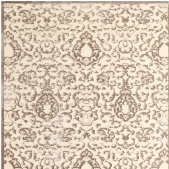 Taupe and Tan Floral Power Loom Area Rug Photo 6