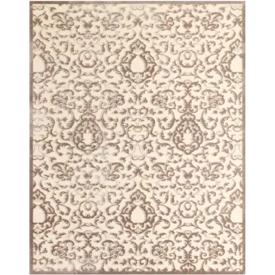 Taupe and Tan Floral Power Loom Area Rug Photo 4