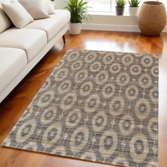 Taupe and Tan Geometric Hand Woven Area Rug Photo 1