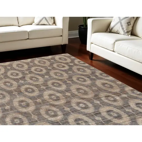 Taupe and Tan Geometric Hand Woven Area Rug Photo 1