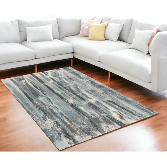 Teal Abstract Brushstrokes Indoor Area Rug Photo 1